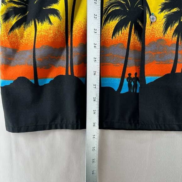 HIGHSEAS Resort Wear Hawaiian Shirt Mens L Bahamas Palm Tree Short Sleeves Blue - Picture 9 of 11